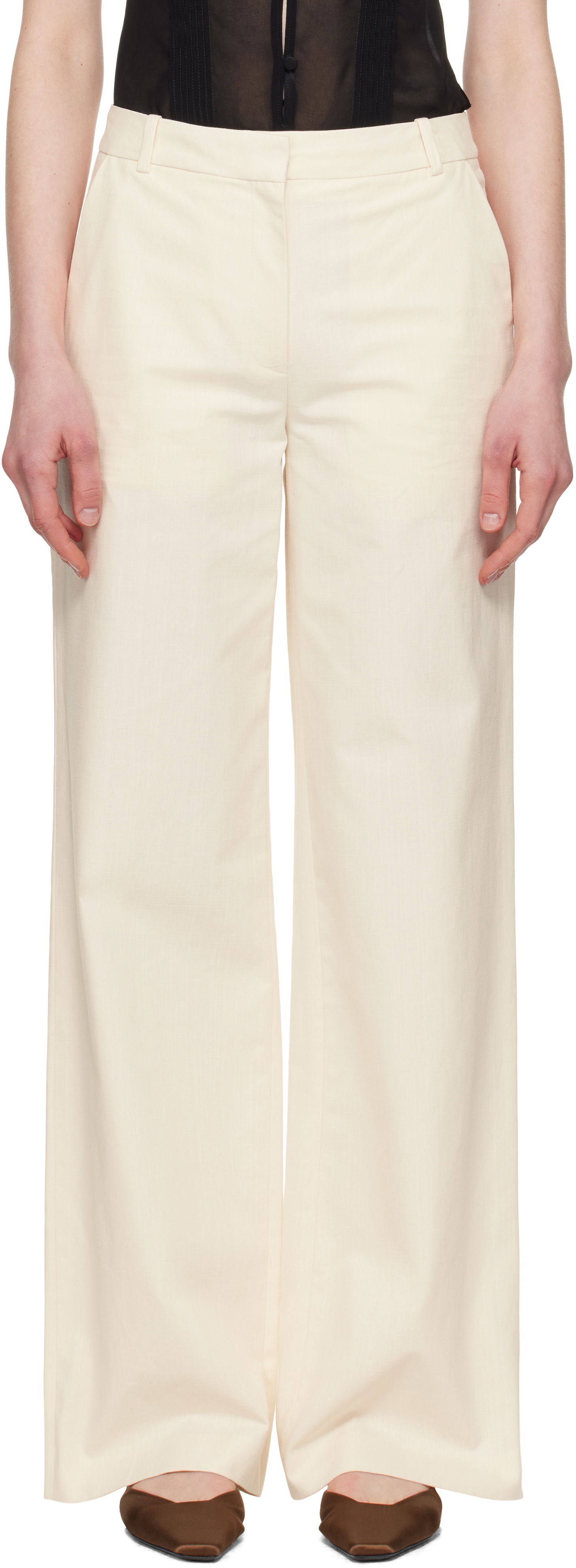 Hlače A.P.C. A.P.C. Margaret Wide-Leg Trousers Bež | COHFU-F08476, 0