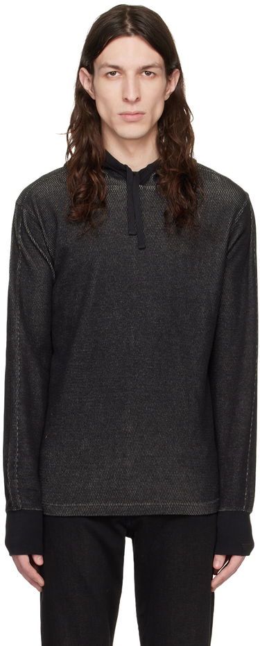 Pulover rag & bone Collin Textured Knit Hoodie Črna | MBC22HT024JQ24, 0