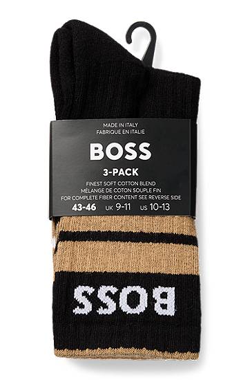Nogavice BOSS Three-Pack of Short Striped Socks with Logos Večbarvna | 50515143, 1