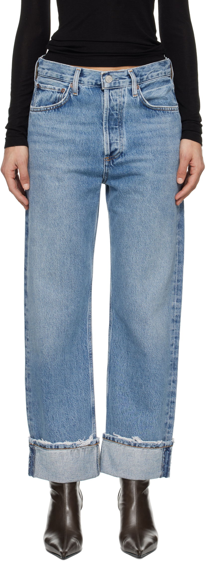 Kavbojke AGOLDE AGOLDE Fran Low Slung Straight Jeans Modra | A9157-1141