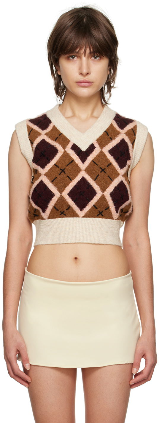 Telovnik GUIZIO Guizio Cardiff Argyle Knit Vest Rjava | DGS21K904B_BRN