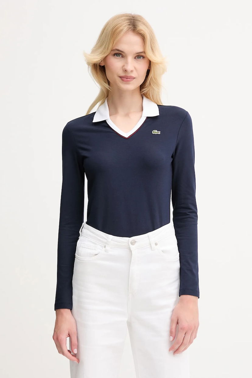 Polo majica Lacoste Lacoste Long Sleeve V-Neck Polo Shirt Mornarica | DF7785