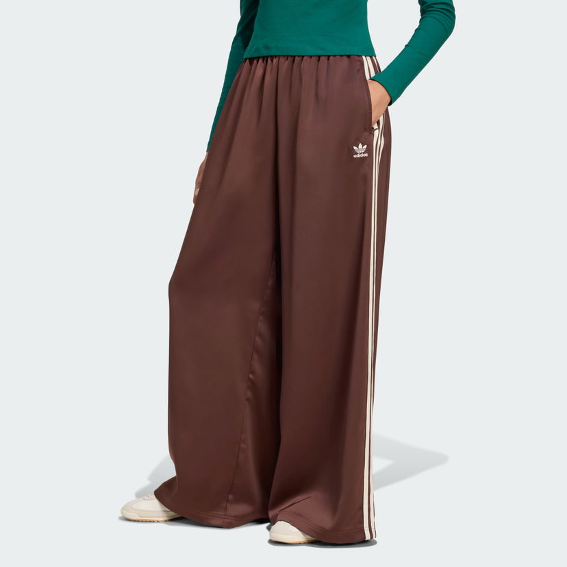 Hlače adidas Performance Adicolor Satin Wide Leg Pants Rjava | KD2541