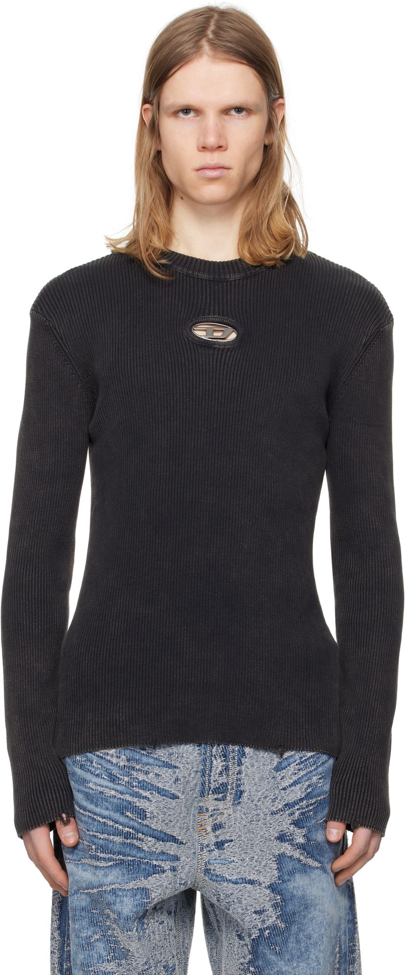 Pleteni pulover Diesel Diesel K-Darin-D Ribbed Knit Sweater Črna | A17512-0AKBQ-900