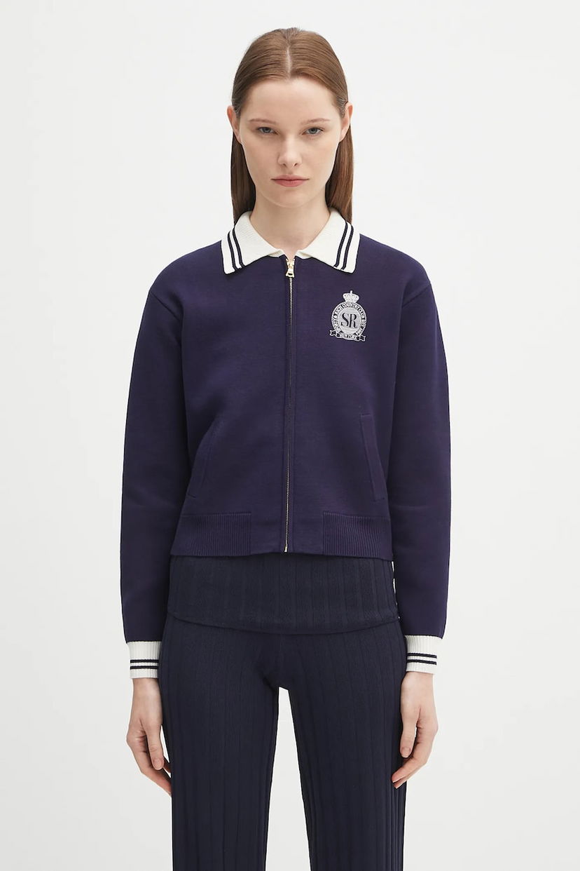 Pleteni pulover Sporty & Rich Sporty & Rich Royal Club Zipped Cardigan Mornarica | CA006620219BL106