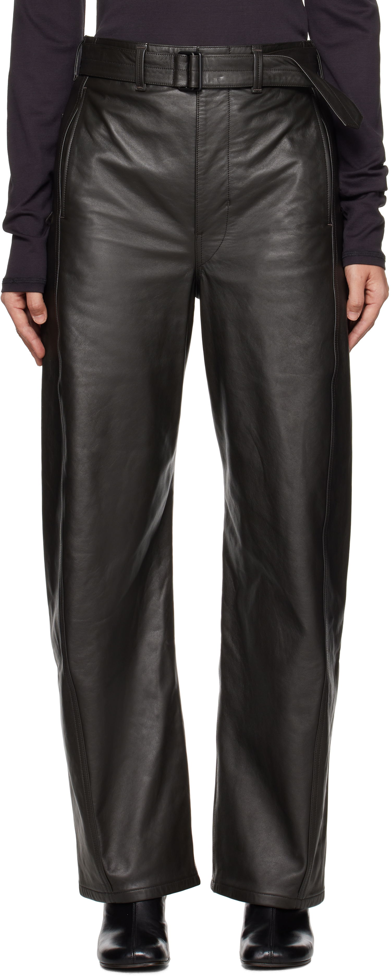 Hlače LEMAIRE Twisted Belted Pants Črna | PA1142 LL0095, 0