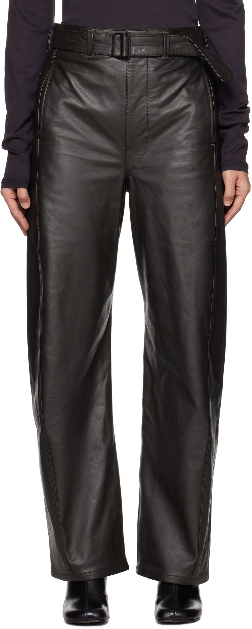 Hlače LEMAIRE Twisted Belted Pants Črna | PA1142 LL0095