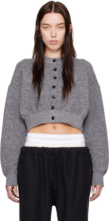 Pleteni pulover Alexander Wang Alexander Wang.t Cropped Cardigan Siva | 4KC4243015, 0