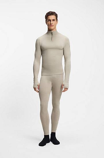 Pajkice BOSS Ski base layer trousers in wool-blend jersey Bež | 50544376, 1