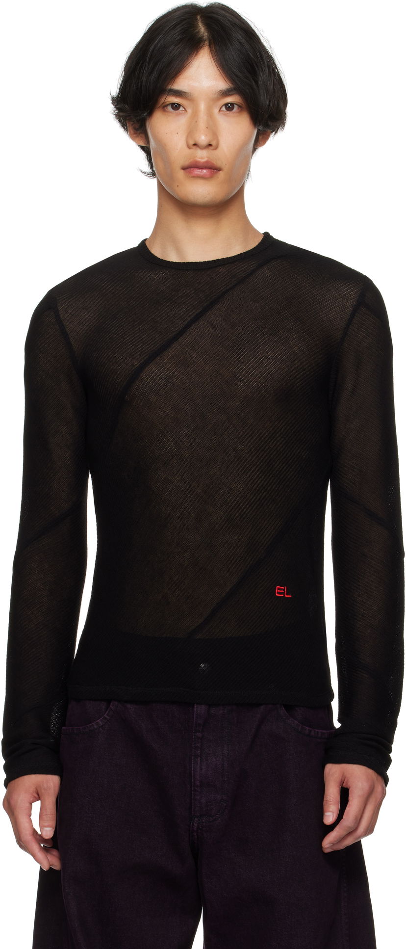 Majica Eckhaus Latta Eckhaus Latta Spiral Long Sleeve T-Shirt Črna | 1107-EL-PF25-J