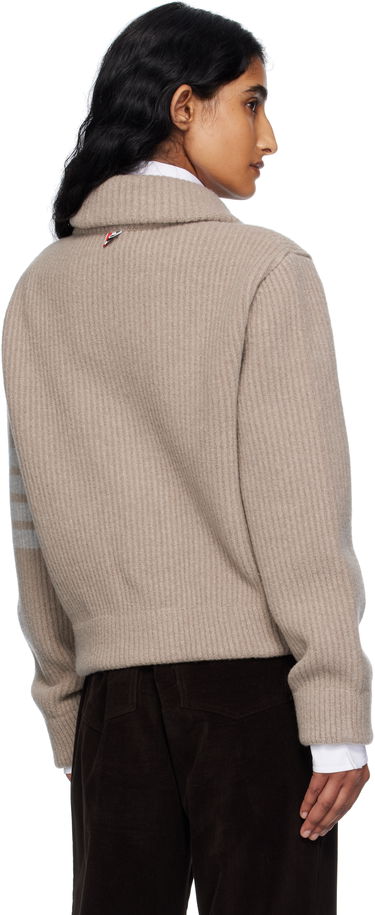 Pleteni pulover Thom Browne Thom Browne Merino Wool 4-Bar Bomber Cardigan Bež | FKJ116A-Y1059, 2