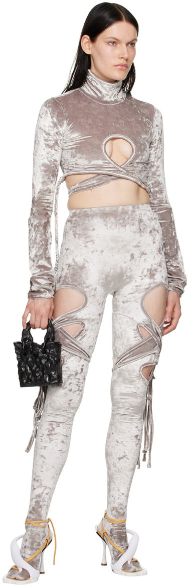 Majica Ottolinger Ottolinger Velvet Wrap Turtleneck Top Siva | 401703, 3