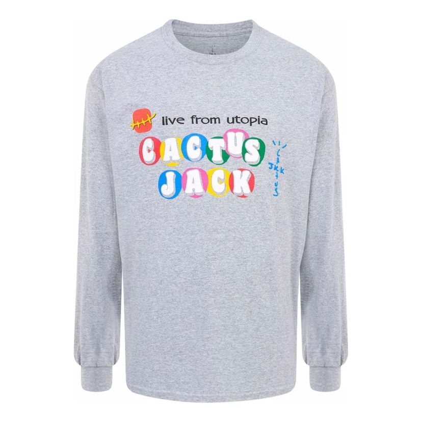 Majica Cactus Jack by Travis Scott Travis Scott x McDonalds Live From Utopia Long Sleeve T-Shirt Siva | CJMD-LS131