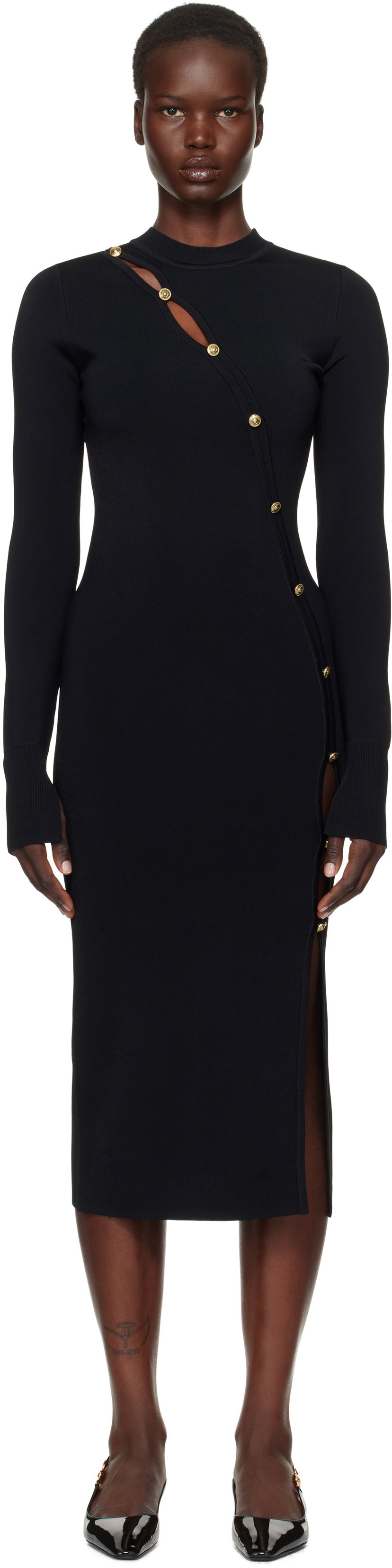 Obleke Versace Cutout Jersey Midi Dress Črna | E77HAOMB3_ECM61H