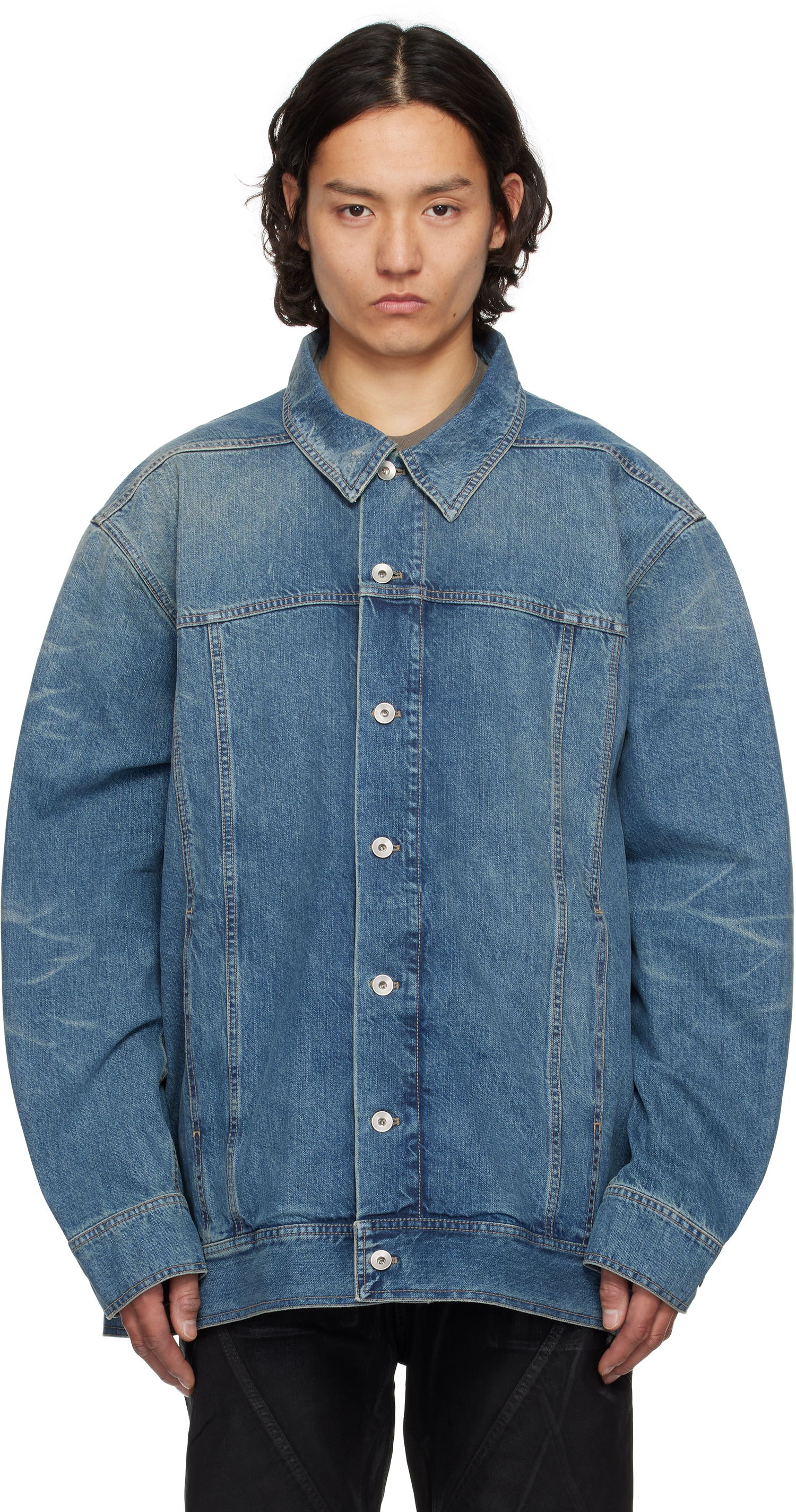 Jakna Rick Owens Rick Owens DRKSHDW Hollywood Jumbo Worker Denim Jacket Modra | DU01E3761 DWB, 0