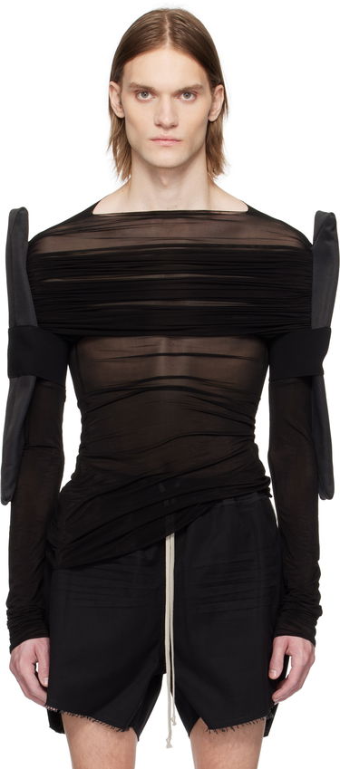 Kratke hlače Rick Owens Rick Owens Hollywood Sheer Long Sleeve T-Shirt Črna | RR01E5200 BZCD, 0