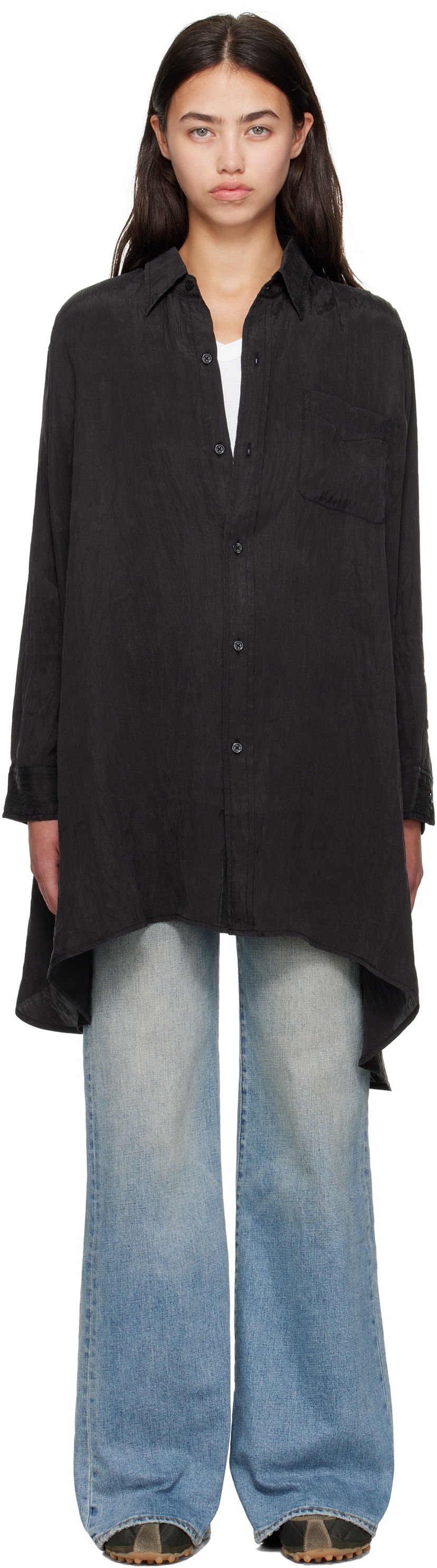 Srajce R13 R13 Draped Front Shirt Črna | R13WR416-R510A