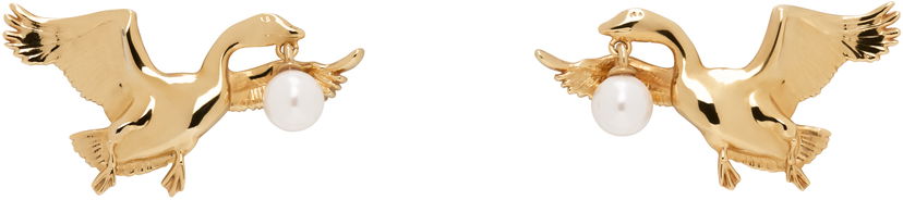 Uhani Moschino Moschino Archive Goose Pearl Drop Earrings Kovinski | 25171A910784011607