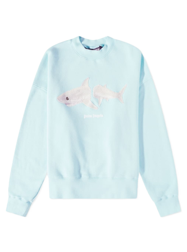 Pulover Palm Angels Shark Crew Sweat Turkizna | PMBA026S23FLE0054001