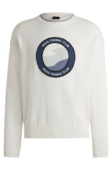 Pleteni pulover BOSS BOSS Fishing Club Sweater Bela | 50536391