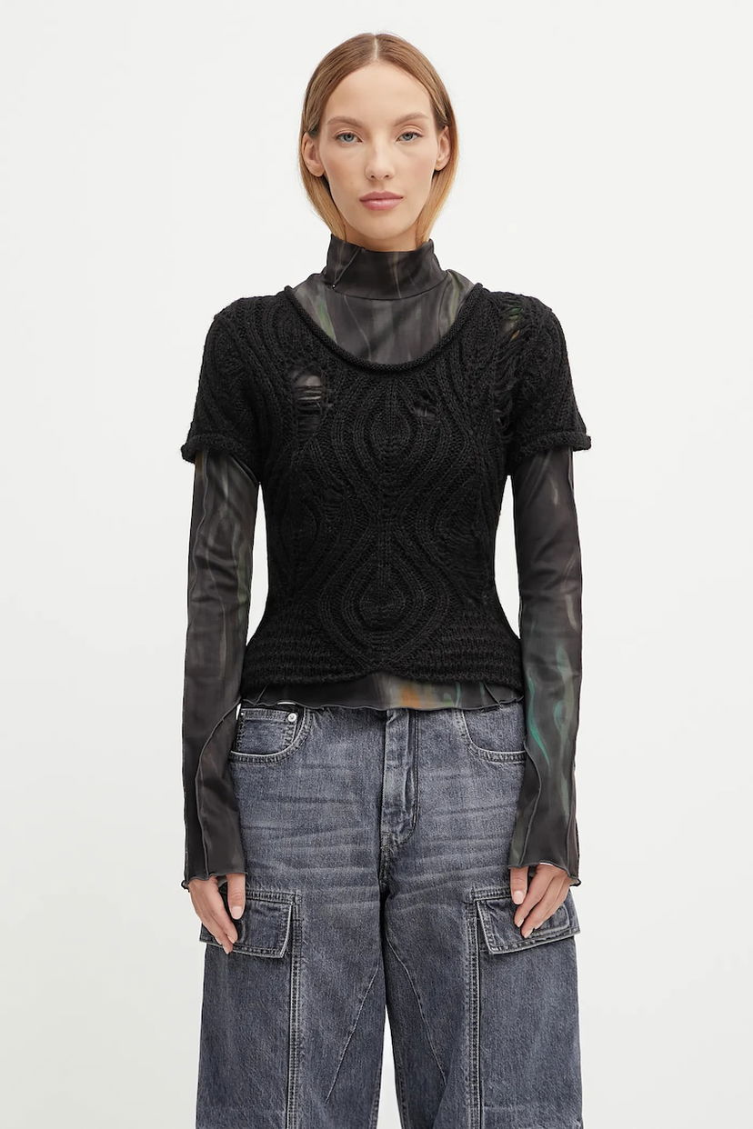 Pleteni pulover Andersson Bell Andersson Bell Layered Knit Top Črna | atb1352w