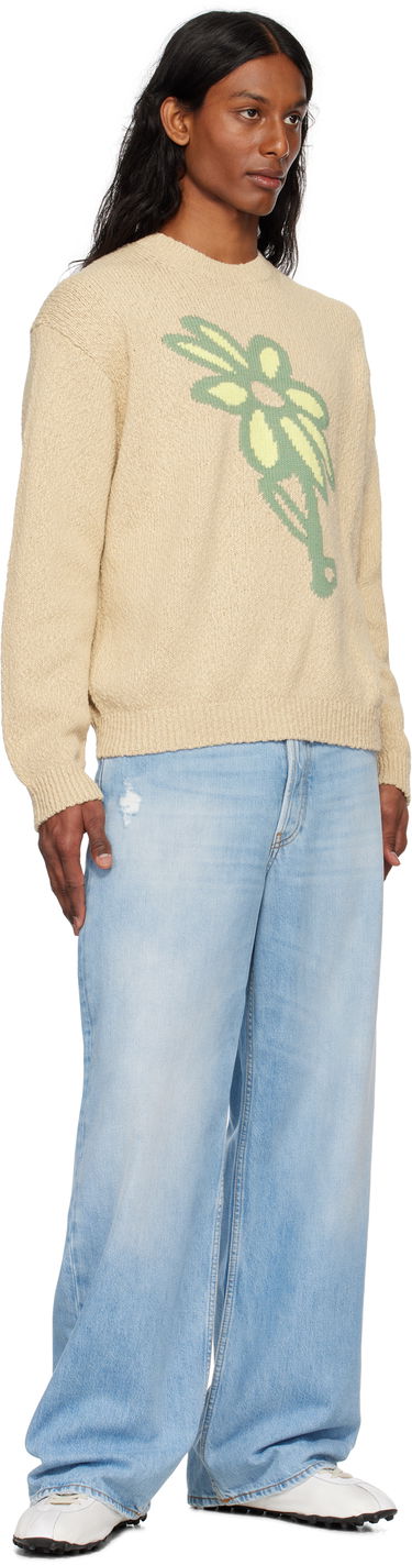 Pleteni pulover MAISON KITSUNÉ Maison Kitsuné Abstract Daisy Intarsia Sweater Bež | OM00811KT1138, 3