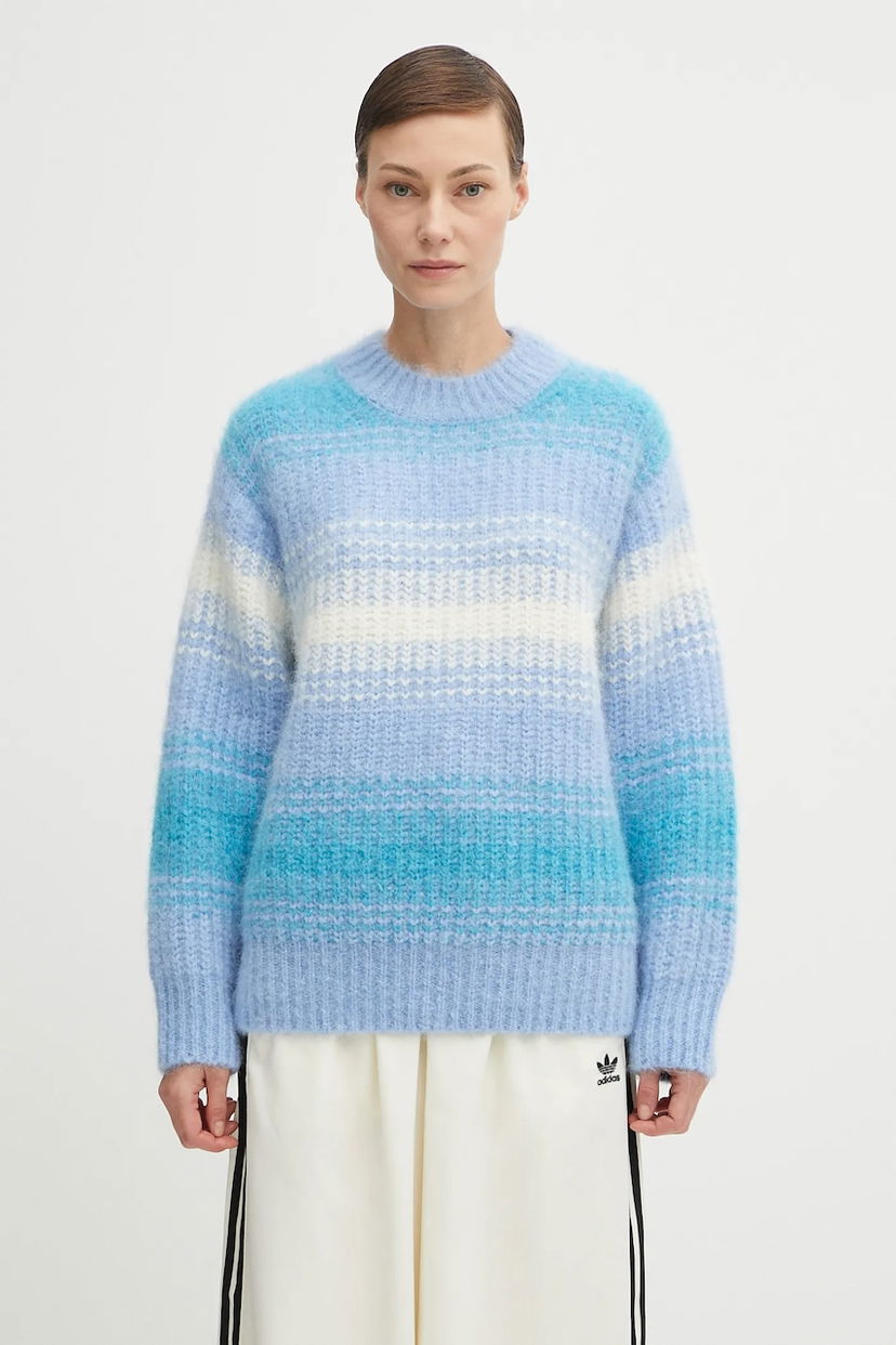 Pleteni pulover KENZO Kenzo Speed Stripe Hairy Knit Jumper Modra | FF62PU7163CG