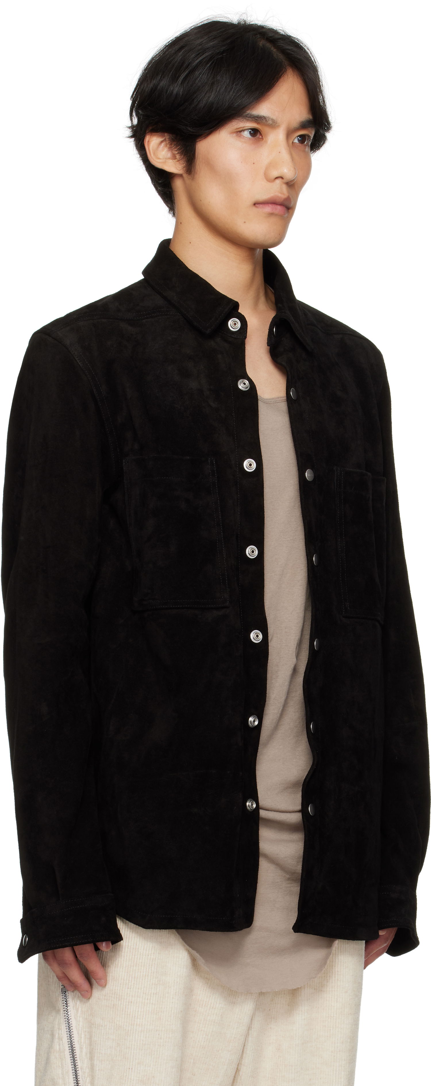 Jakna Rick Owens Rick Owens Concordians Suede Overshirt Črna | RU02E1744 LCS, 1