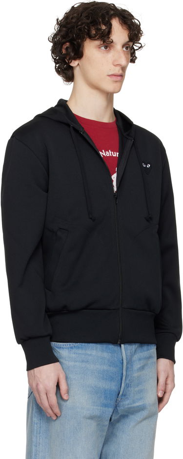 Pulover Comme des Garçons Zip Hoodie with Big Heart Print Črna | AX-T254-051, 1