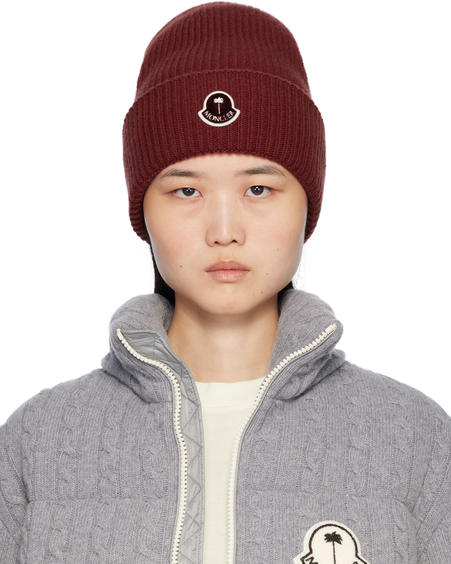 Beanie Moncler Palm Angels x Logo Beanie Bordo | J209L3B00004M1241, 0