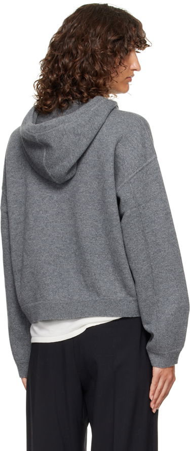 Pulover Loulou de Saison Loulou de Saison Sarla Cashmere Cropped Hoodie Siva | SARLA LDS, 2
