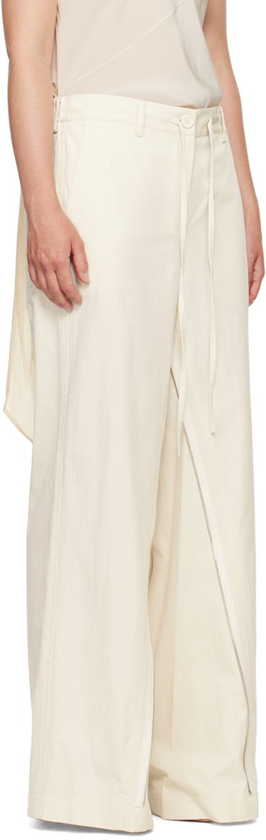 Hlače Helmut Lang Helmut Lang Gusset Wide Leg Trousers Bela | O04HW208, 1