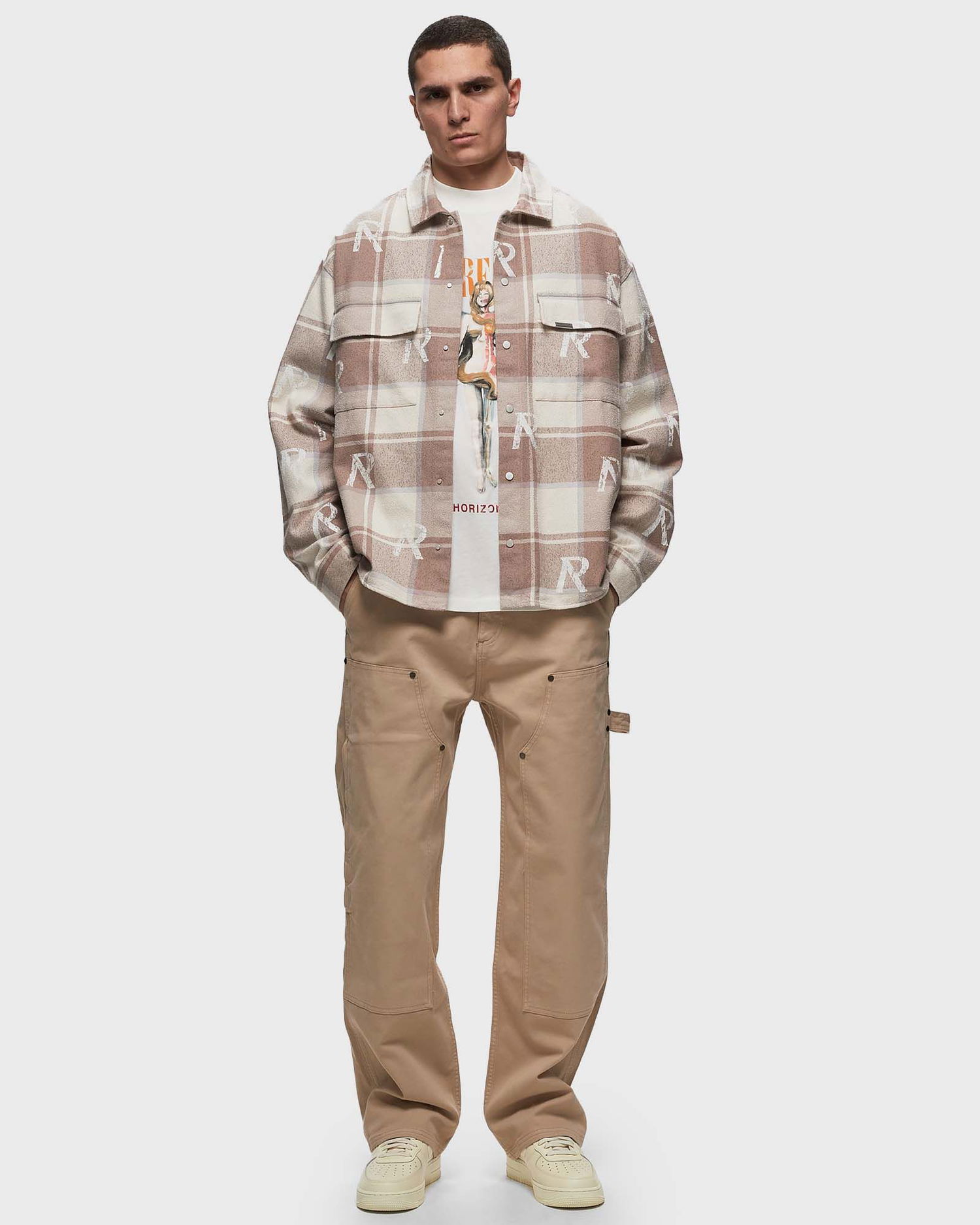 Srajce Represent Clo Represent ALL OVER INITIAL FLANNEL SHIRT Bež | MLM216-426, 1
