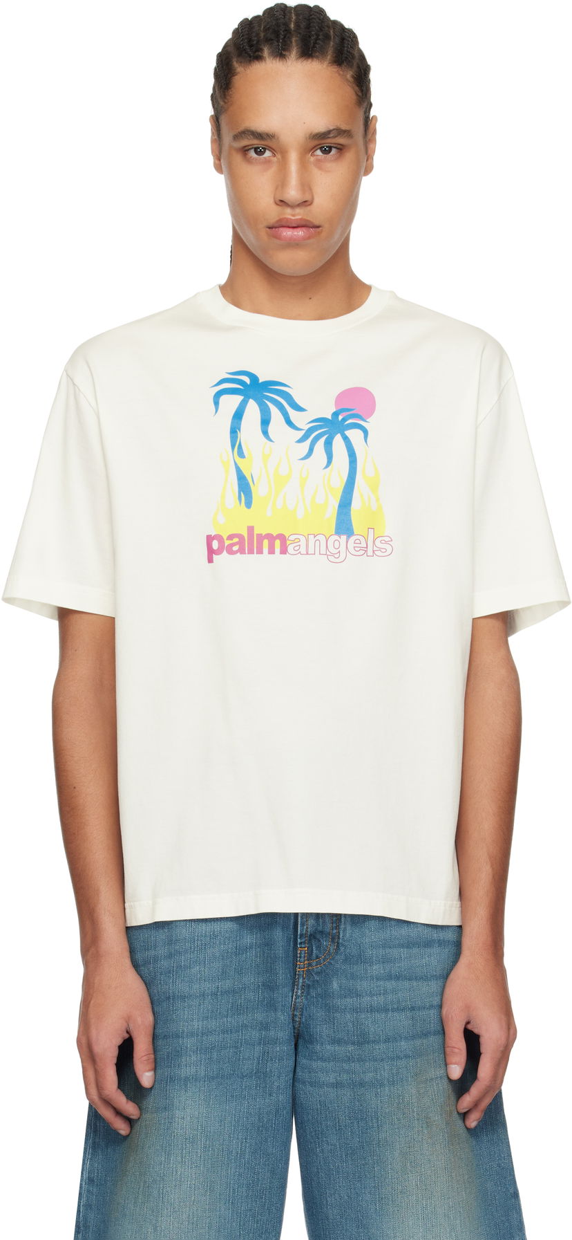 Majica Palm Angels Palm Angels Burning Oasi Graphic T-Shirt Bela | PMAA089S25JER0020384