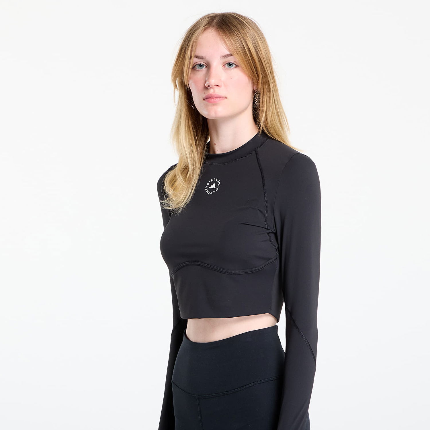 Krop-top adidas Performance Stella McCartney Training Longsleeve Crop Black Črna | JW4566, 1