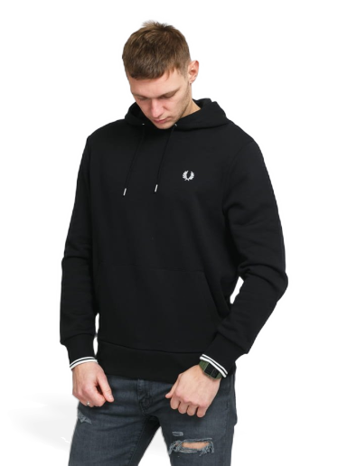 Pulover Fred Perry Tipped Hooded Sweatshirt Črna | M2643 102