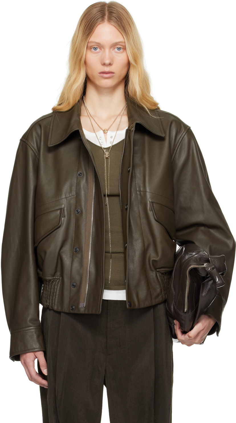 Bomber jakna LEMAIRE Lemaire Soft Nappa Leather Jacket Zelena | OW1135 LL0095
