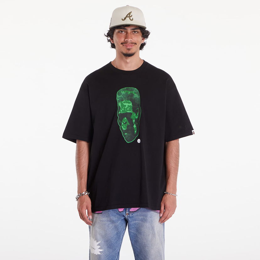 Majica BAPE A BATHING APE Spray Frankenstein Relaxed Fit Tee Črna | 001TEK301351MBLK