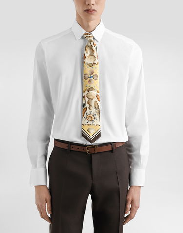 Modni dodatki Dolce & Gabbana Dolce & Gabbana Shell-Print Silk Tie Rumena | GT147EG0TJ1HG5PL, 1
