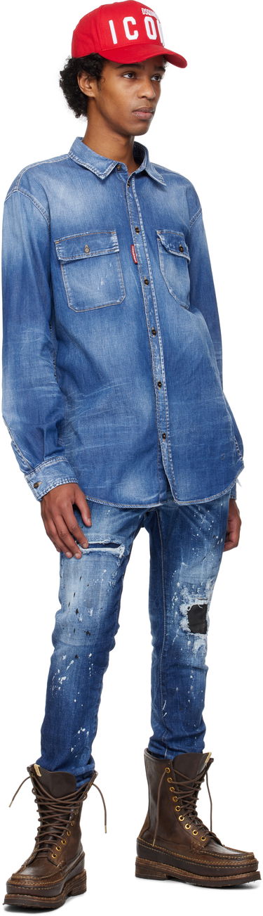 Srajce DSQUARED2 Dsquared2 Dan Worker Pocket Denim Shirt Modra | S74DM0904_S30341, 3