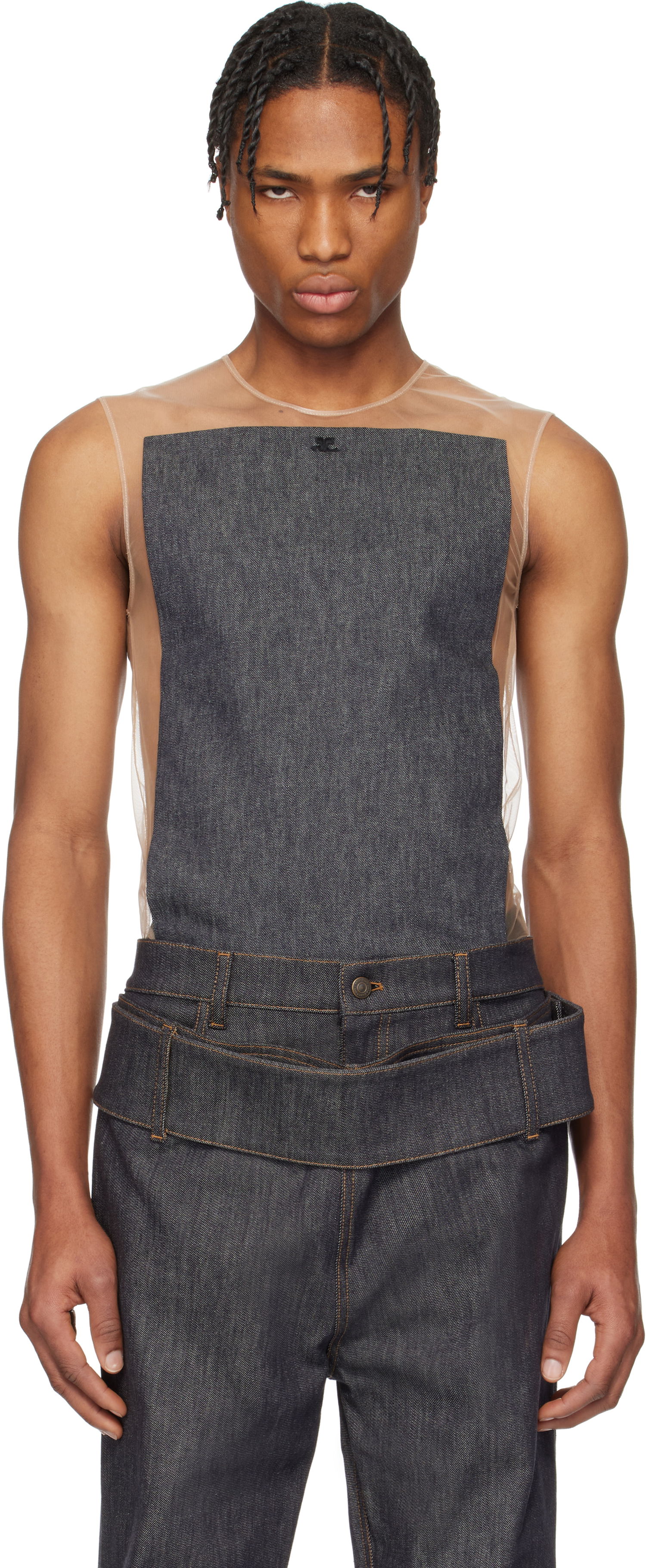 Majica brez rokavov Courrèges Courrèges Illusion Square Denim Tank Top Bež | 125JDE092DE0035, 0