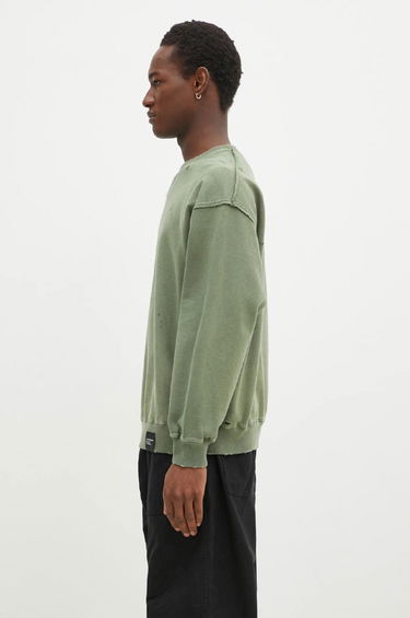 Pulover Neighborhood NEIGHBORHOOD Crewneck Sweatshirt with Distressing and Graphic Print Zelena | 242OKNH.CSM01, 1