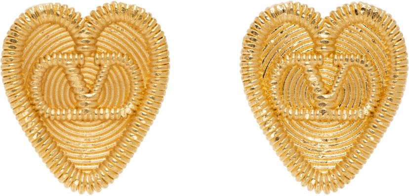 Uhani Valentino Valentino Garavani Fil Perdu Heart Gold Earrings Kovinski | 6W0J0Z54MET
