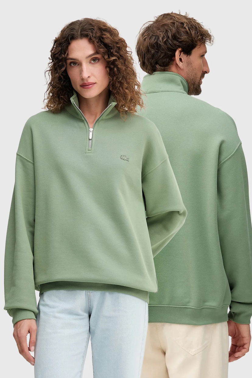 Pulover Lacoste Lacoste Quarter-Zip Sweatshirt Zelena | SH7759