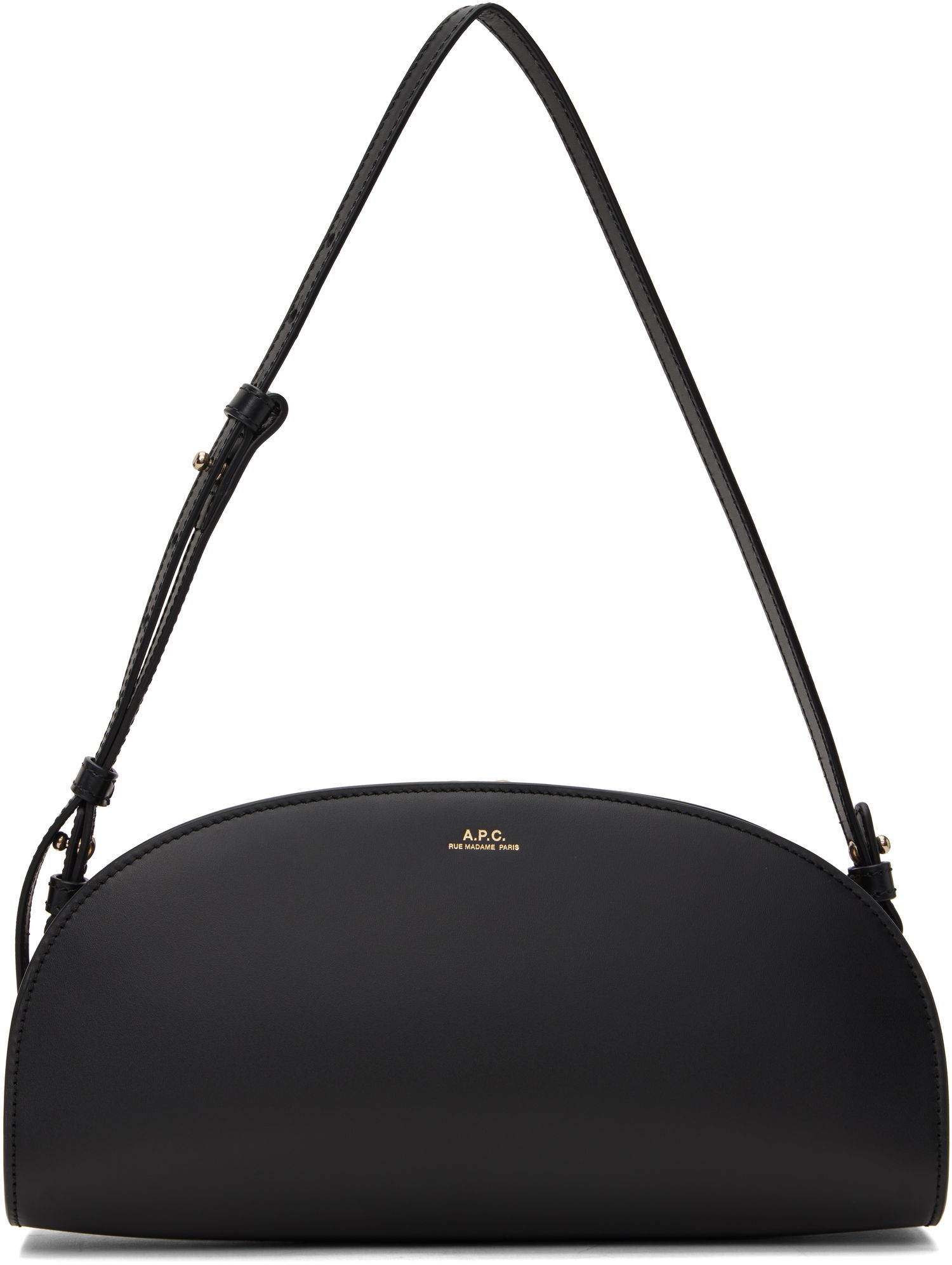 Torba za čez ramo A.P.C. Demi-Lune Leather Shoulder Bag Črna | PXCAX-F61997, 0