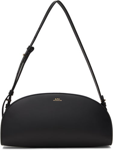 Torba za čez ramo A.P.C. Demi-Lune Leather Shoulder Bag Črna | PXCAX-F61997, 0