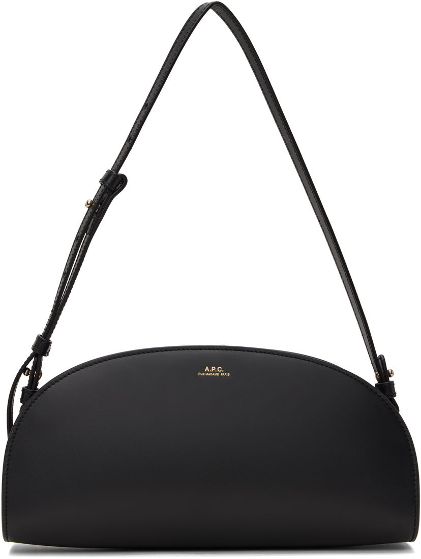 Torba za čez ramo A.P.C. Demi-Lune Leather Shoulder Bag Črna | PXCAX-F61997