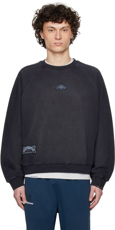 Pleteni pulover AAPE by A Bathing Ape AAPE by A Bathing Ape Main Crewneck Sweatshirt Črna | AAPSWMC320XXNBKL, 0