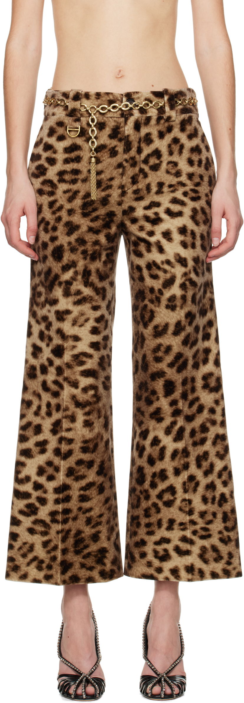 Hlače CHLOÉ Chloé Cropped Bootcut Trousers Rjava | CH25SPA31290