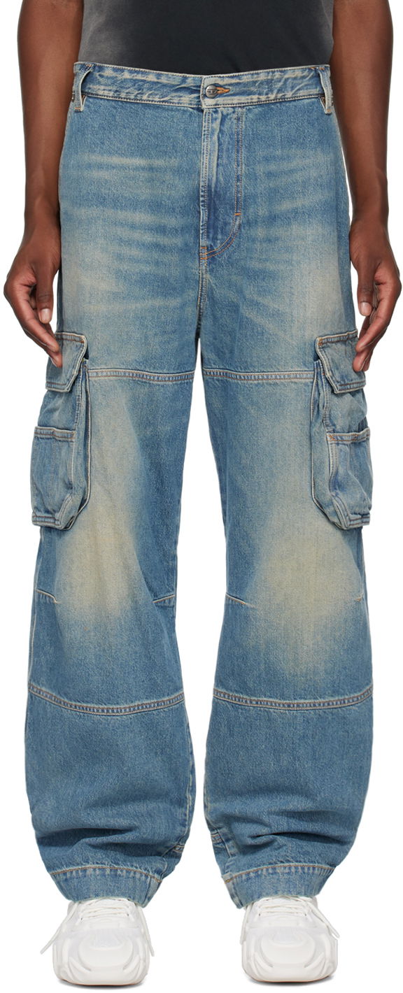 Cargo hlače Diesel Straight D-Fish Denim Cargo Pants Modra | A12833-09J83-01